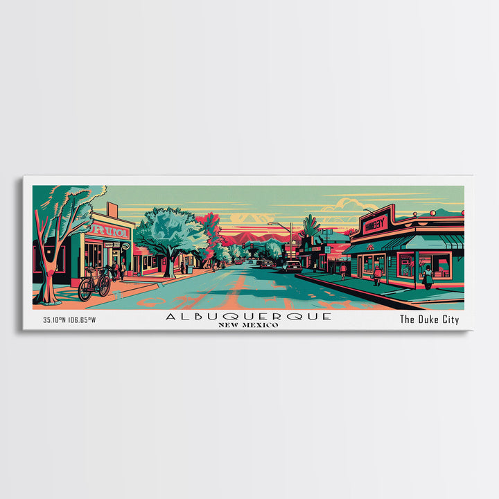 Albuquerque New Mexico Panoramic Travel Poster Canvas Print