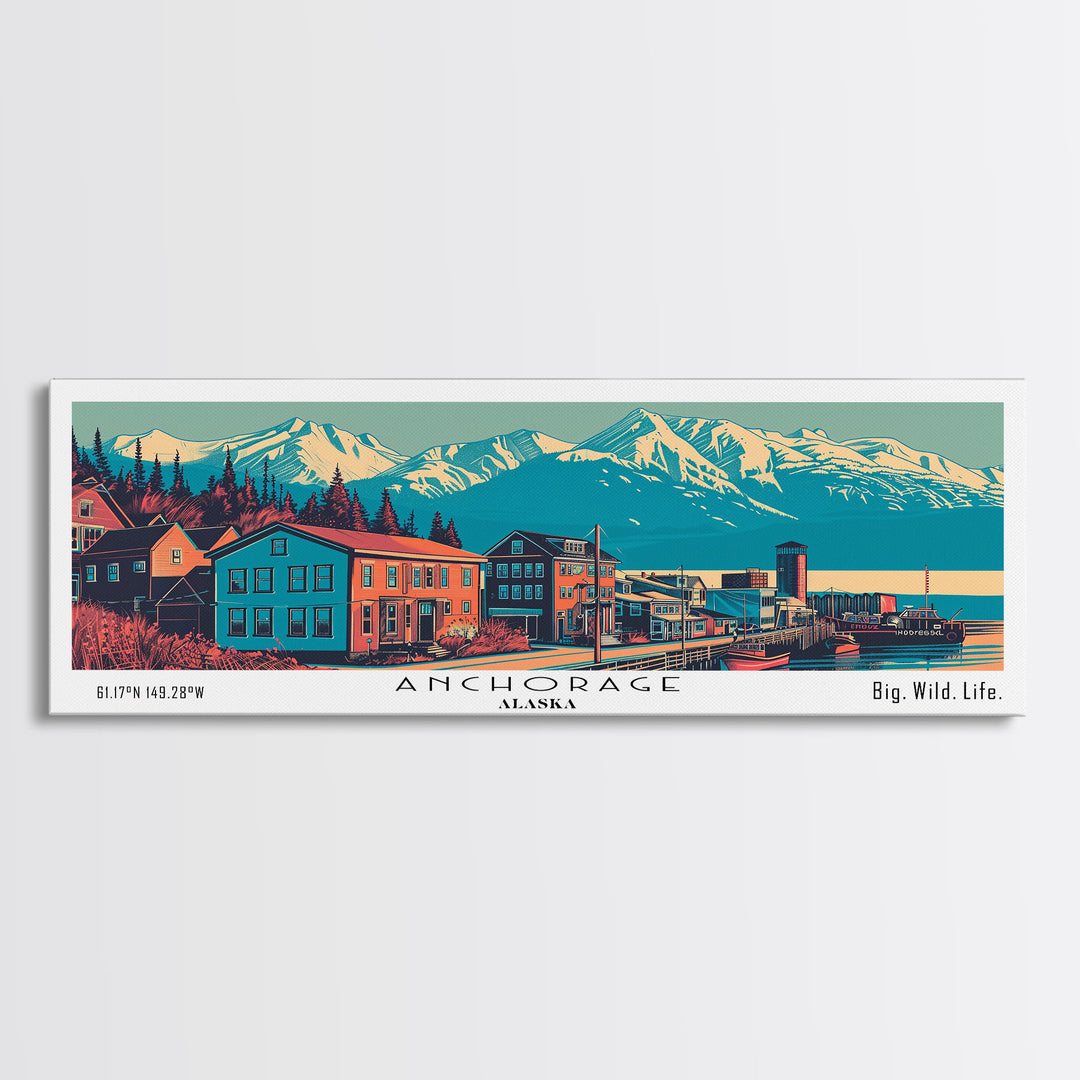 Anchorage Alaska Panoramic Travel Poster Canvas Print