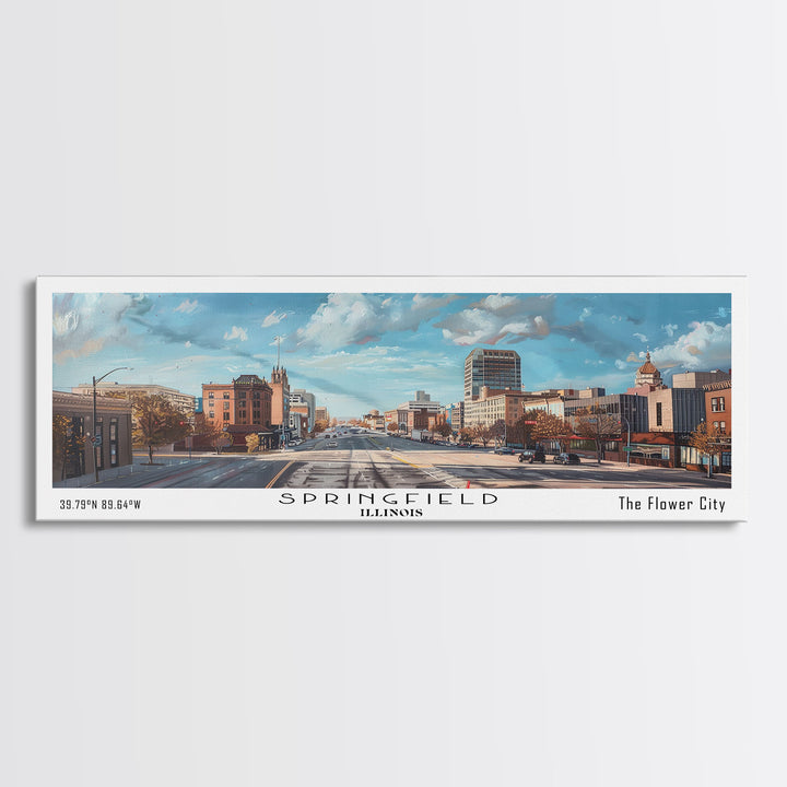 Springfield Illinois Travel Poster, Framed Canvas Print, Wall Art, Home Decor, Travel Print, Office Decor, Living Room Art, Gift Idea