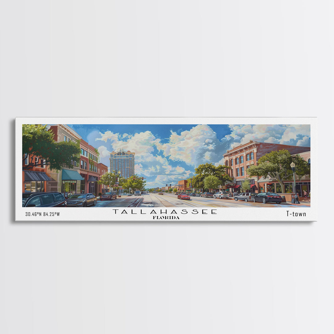 Tallahassee Florida Travel Poster, Framed Canvas Print, Wall Art, Home Decor, Travel Gift, Living Room Art, Retro Style Art