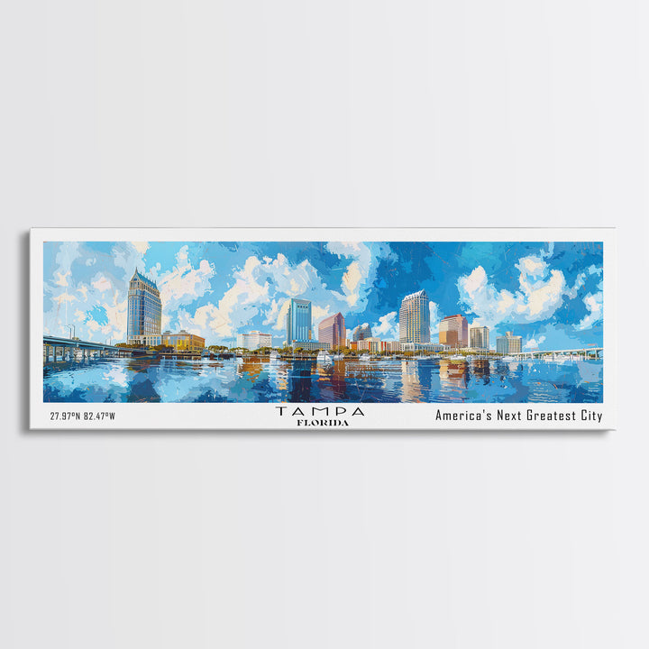 Tampa Florida Travel Poster, Framed Canvas Print, Wall Art, Home Decor, Travel Print, Office Decor, Living Room Art, Gift Idea