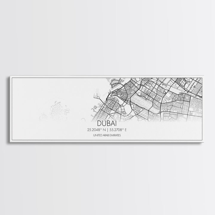 Panoramic Dubai City Map, United Arab Emirates Art, Map Print, Minimalist Wall Art, Canvas Art, Housewarming Gift, Street Map, Closing Gift