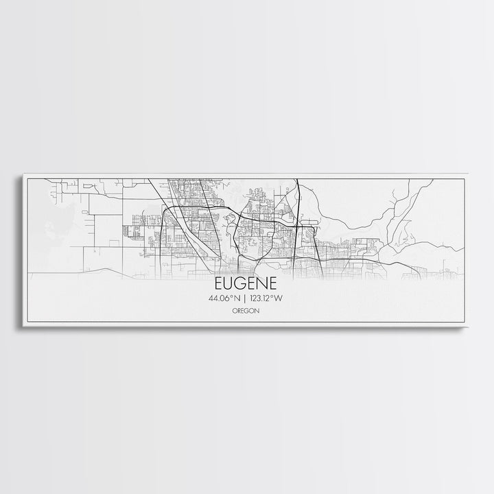 Panoramic Eugene City Map, Oregon Art, Map Print, Minimalist Wall Art, Canvas Art, Housewarming Gift, Street Map Art, Closing Gift