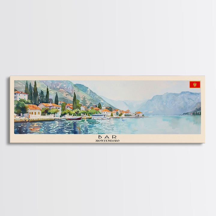 Bar Montenegro Travel Print Wall Art, Panoramic City Art, Travel Art, Wall Decor, Vacation Gift, Framed Canvas Print Or Metal Art