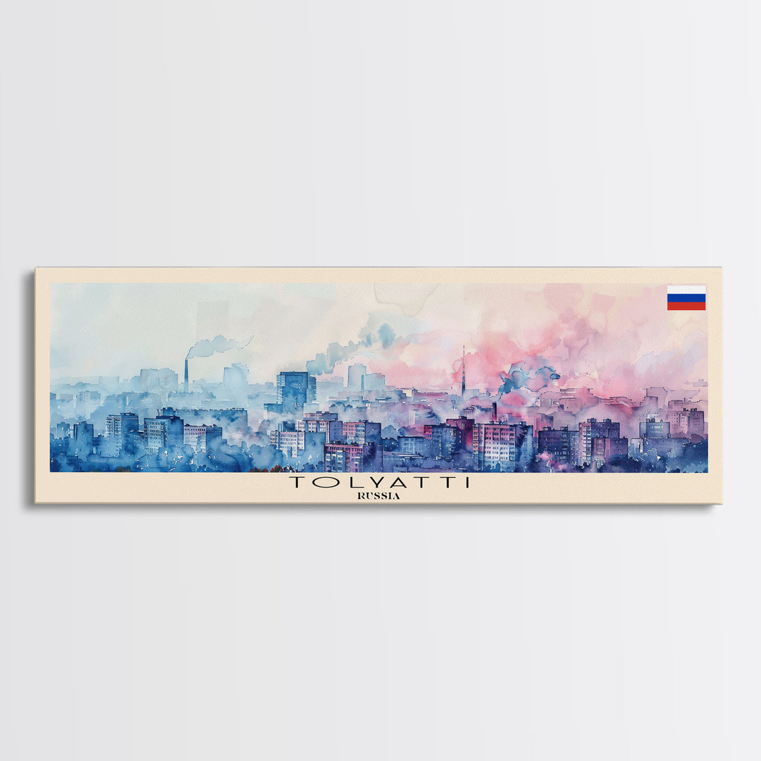 Togliatti Russia Panoramic Travel Poster, Framed Canvas Print or Metal Wall Art, Travel Art, Home Decor, Panoramic Painting, Midcentury Art