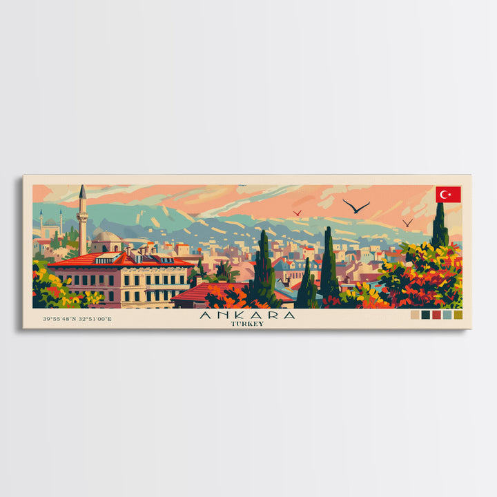 Ankara Turkey Travel Print Wall Art, Panoramic City Art, Travel Art, Wall Decor, Vacation Gift, Framed Canvas Print Or Metal Art