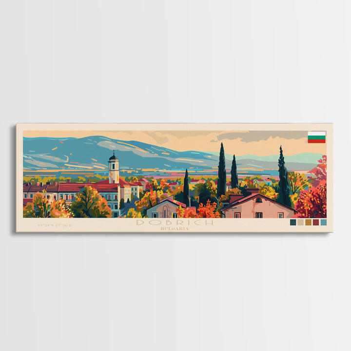 Dobrich Bulgaria Travel Art, City Art, Framed Canvas Print or Metal Wall Art, Europe Travel Poster, Panoramic Wall Art, Extra Wide Wall Art