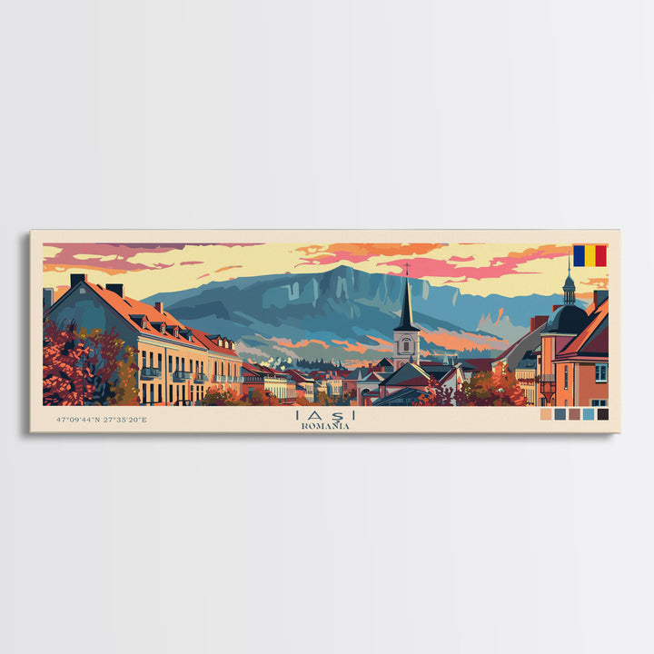 Iași Romania Wall Art, Panoramic Travel Poster, Panoramic Framed Canvas Print, City Wall Art, Wall Hanging Home Decor, Travel Art