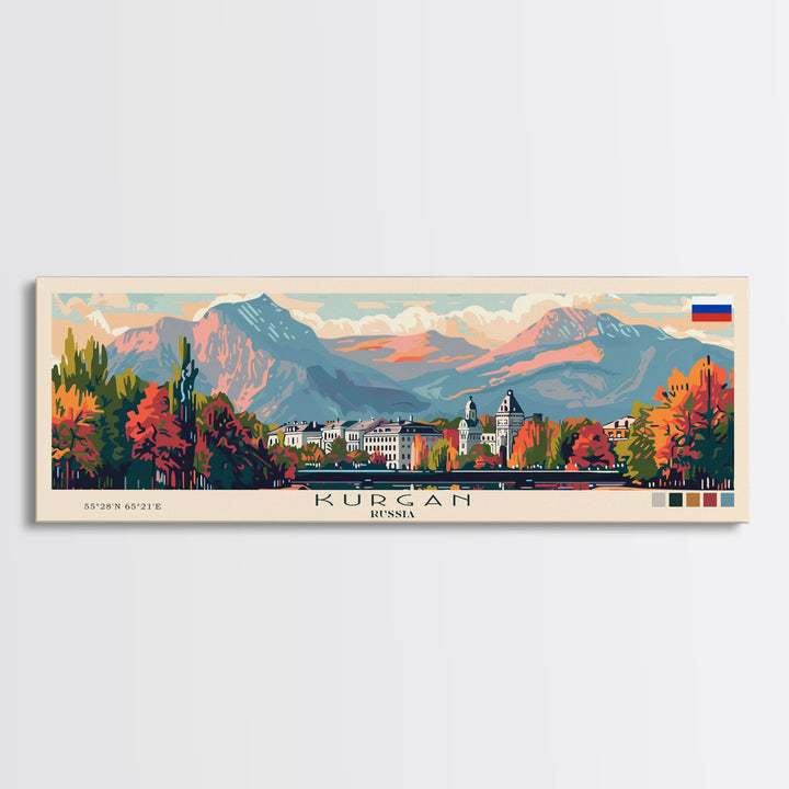 Kurgan Russia Travel Print Wall Art, Panoramic City Art, Travel Art, Wall Decor, Vacation Gift, Framed Canvas Print Or Metal Art