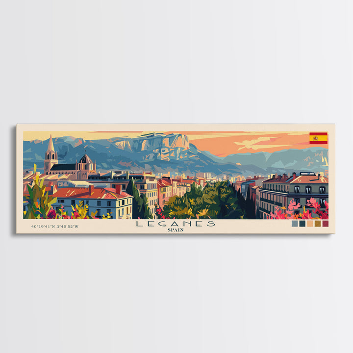 Leganes Spain Travel Print Wall Art, Panoramic City Art, Travel Art, Wall Decor, Vacation Gift, Framed Canvas Print Or Metal Art