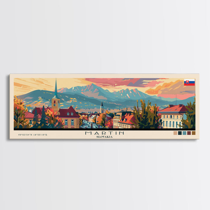 Martin Slovakia Travel Art, City Art, Framed Canvas Print or Metal Wall Art, Europe Travel Poster, Panoramic Wall Art, Extra Wide Wall Art