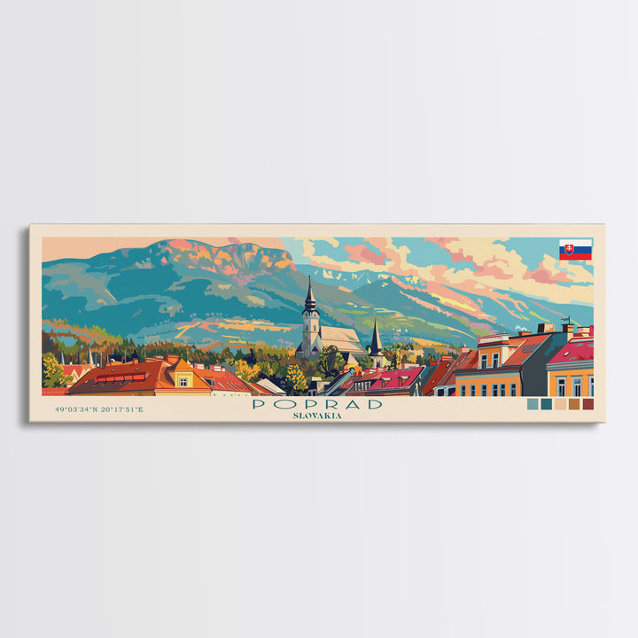 Poprad Slovakia Travel Print Wall Art, Panoramic City Art, Travel Art, Wall Decor, Vacation Gift, Framed Canvas Print Or Metal Art