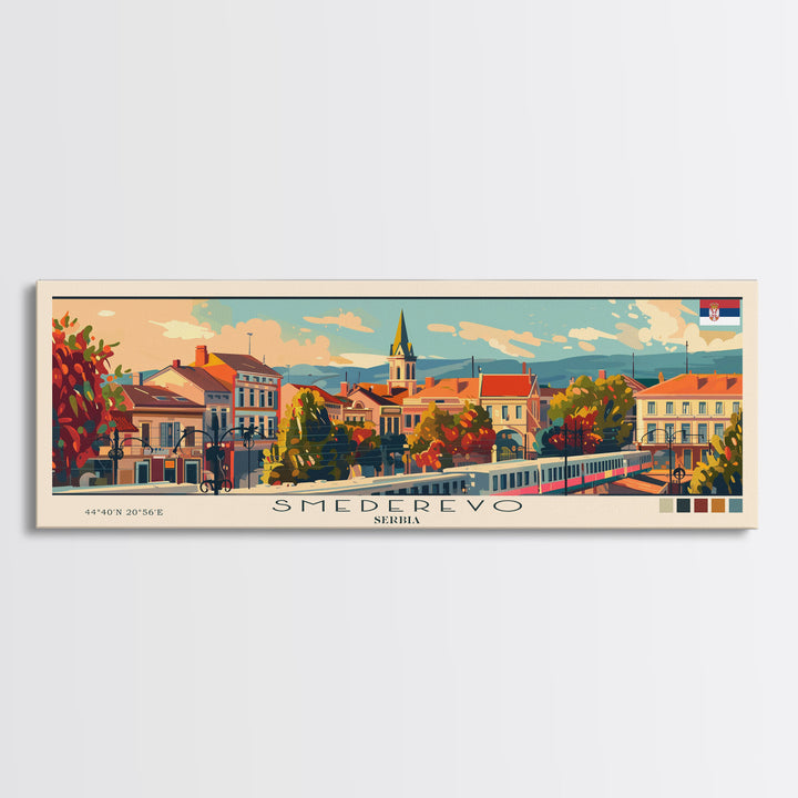 Smederevo Serbia Travel Print Wall Art, Panoramic City Art, Travel Art, Wall Decor, Vacation Gift, Framed Canvas Print Or Metal Art