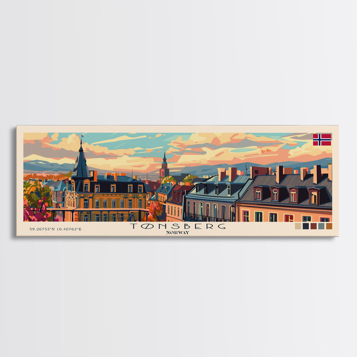 Tønsberg Norway Travel Print Wall Art, Panoramic City Art, Travel Art, Wall Decor, Vacation Gift, Framed Canvas Print Or Metal Art