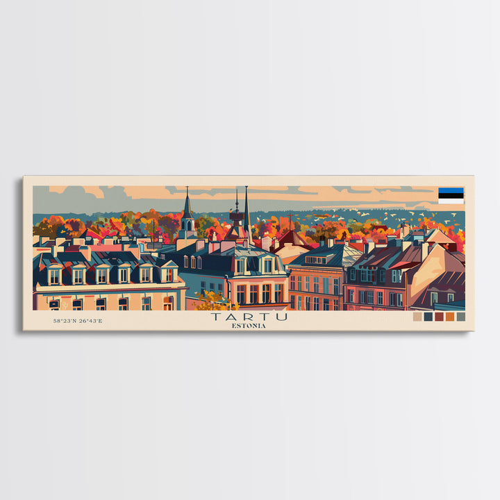 Tartu Estonia Wall Art, Panoramic Travel Poster, Panoramic Framed Canvas Print, City Wall Art, Wall Hanging Home Decor, Travel Art