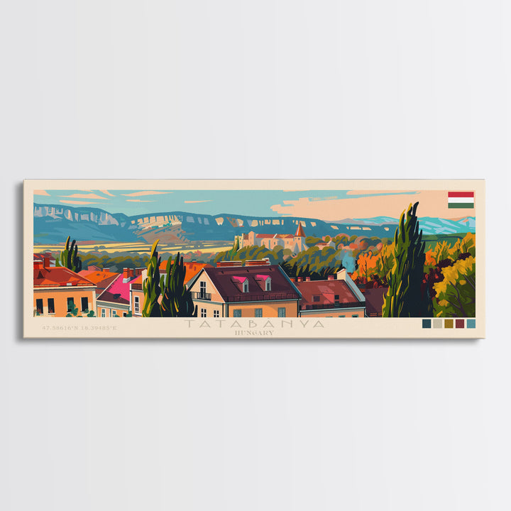 Tatabanya Hungary Travel Print Wall Art, Panoramic City Art, Travel Art, Wall Decor, Vacation Gift, Framed Canvas Print Or Metal Art