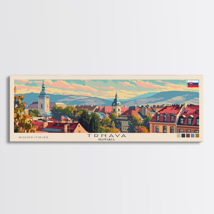 Trnava Slovakia Wall Art, Panoramic Travel Poster, Panoramic Framed Canvas Print, City Wall Art, Wall Hanging Home Decor, Travel Art