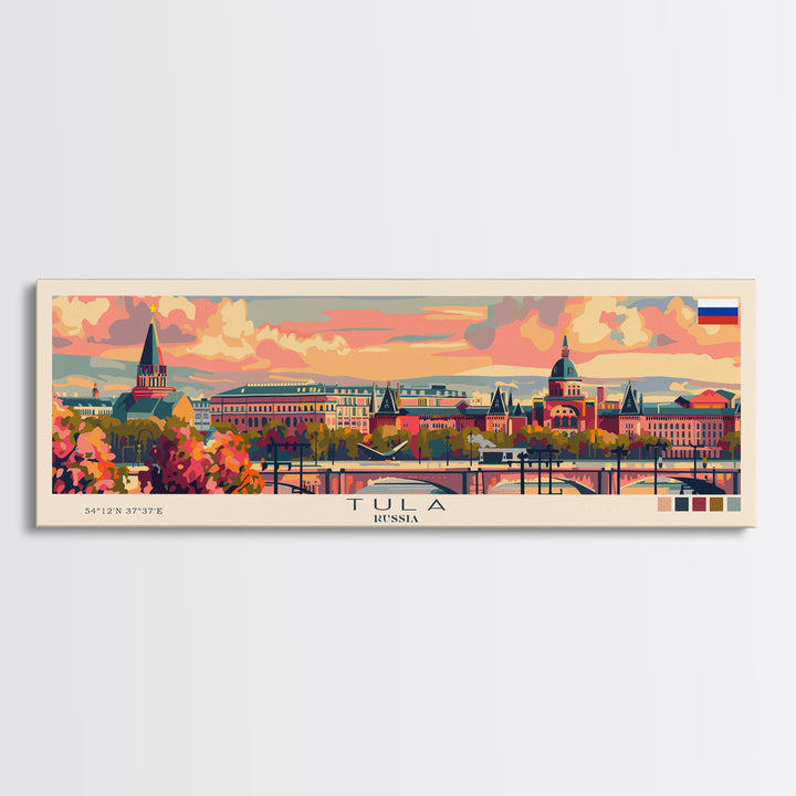 Tula Russia Travel Art, City Art, Framed Canvas Print or Metal Wall Art, Europe Travel Poster, Panoramic Wall Art, Extra Wide Wall Art