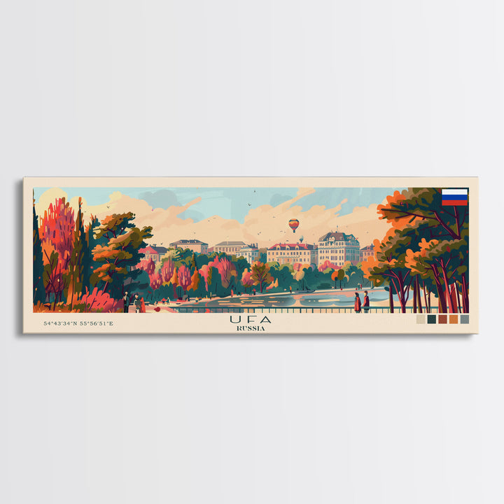 Ufa Russia Wall Art, Panoramic Travel Poster, Panoramic Framed Canvas Print, City Wall Art, Wall Hanging Home Decor, Travel Art