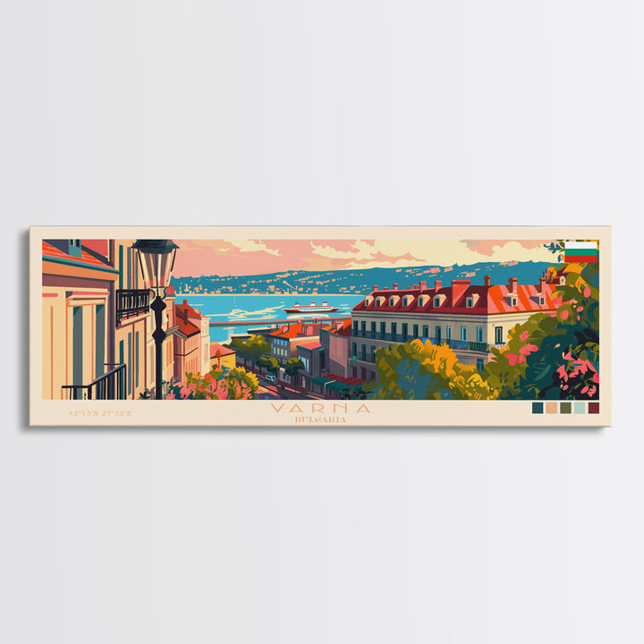 Varna Bulgaria Wall Art, Panoramic Travel Poster, Panoramic Framed Canvas Print, City Wall Art, Wall Hanging Home Decor, Travel Art