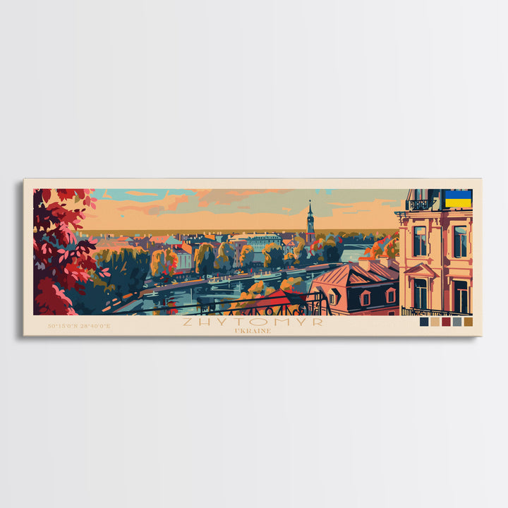 Zhytomyr Ukraine Travel Art, City Art, Framed Canvas Print or Metal Wall Art, Europe Travel Poster, Panoramic Wall Art, Extra Wide Wall Art