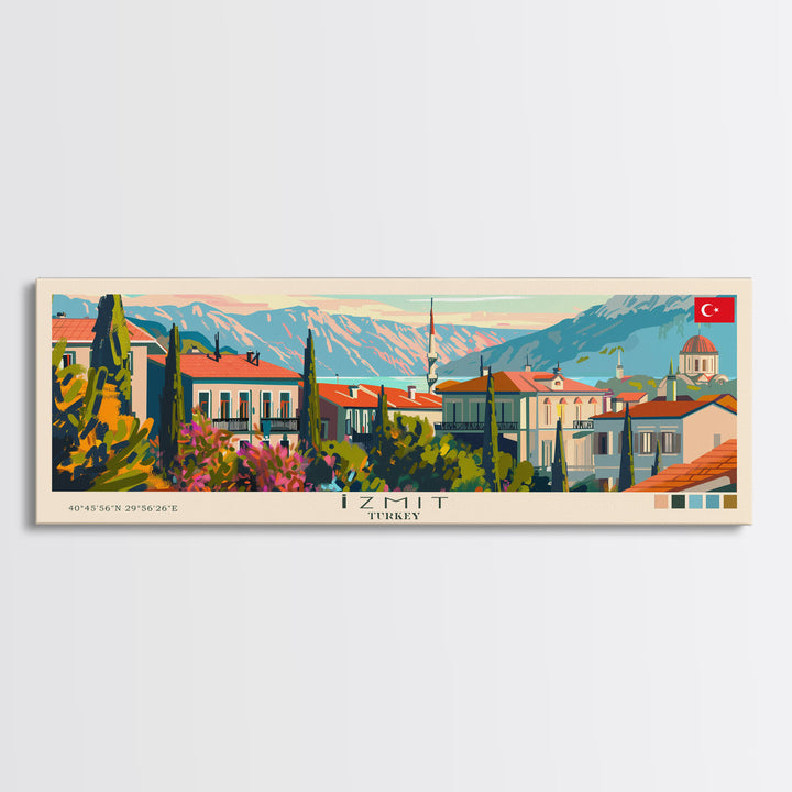 Izmit Turkey Travel Art, City Art, Framed Canvas Print or Metal Wall Art, Europe Travel Poster, Panoramic Wall Art, Extra Wide Wall Art