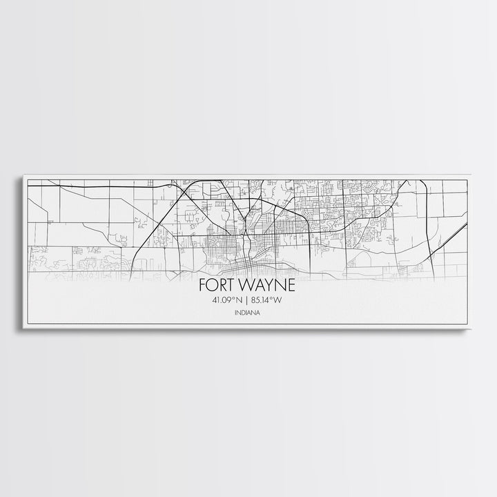 Panoramic Fort Wayne City Map, Indiana Art, Map Print, Minimalist Wall Art, Canvas Art, Housewarming Gift, Street Map Art, Closing Gift