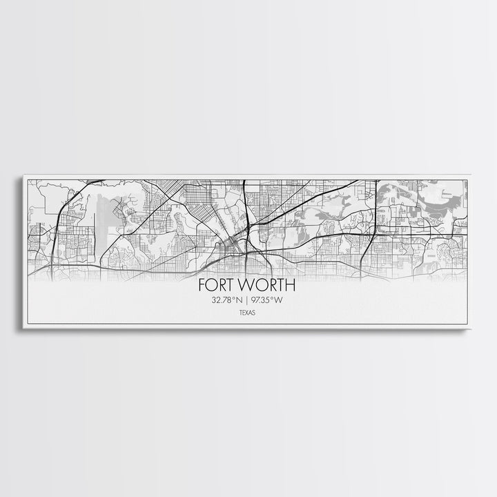 Panoramic Fort Worth City Map, Texas Art, Map Print, Minimalist Wall Art, Canvas Art, Housewarming Gift, Street Map Art, Closing Gift