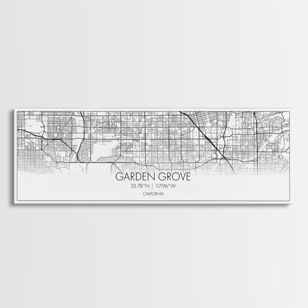 Panoramic Garden Grove City Map, California Art, Map Print, Minimalist Wall Art, Canvas Art, Housewarming Gift, Street Map Art, Closing Gift