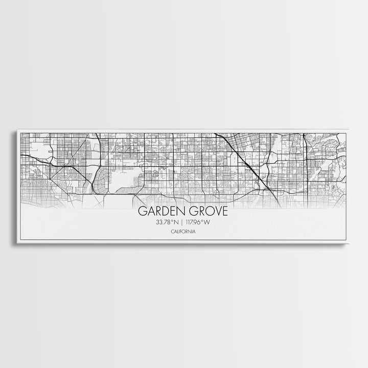 Panoramic Garden Grove City Map, California Art, Map Print, Minimalist Wall Art, Canvas Art, Housewarming Gift, Street Map Art, Closing Gift