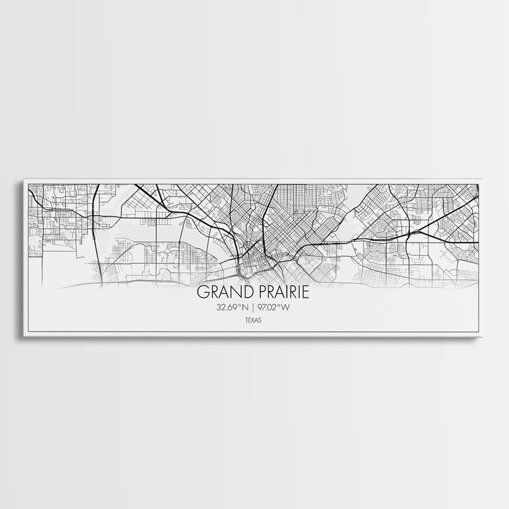 Panoramic Grand Prairie City Map, Texas Art, Map Print, Minimalist Wall Art, Canvas Art, Housewarming Gift, Street Map Art, Closing Gift