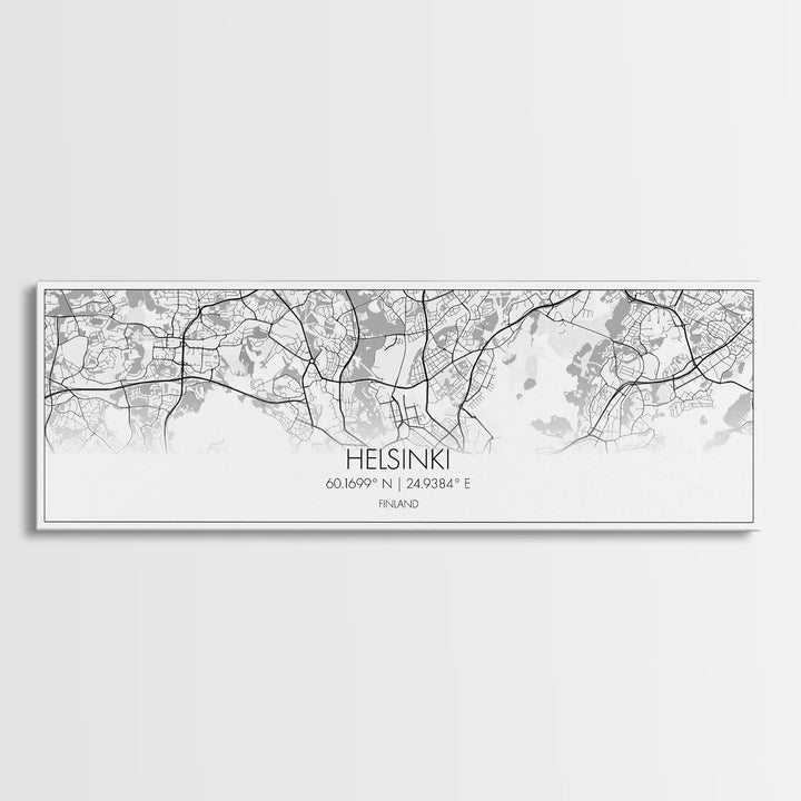 Panoramic Helsinki City Map, Finland Art, Map Print, Minimalist Wall Art, Canvas Art, Housewarming Gift, Street Map Art, Closing Gift