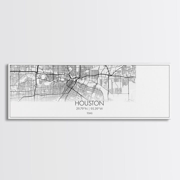 Panoramic Houston City Map, Texas Art, Map Print, Minimalist Wall Art, Canvas Art, Housewarming Gift, Street Map Art, Closing Gift