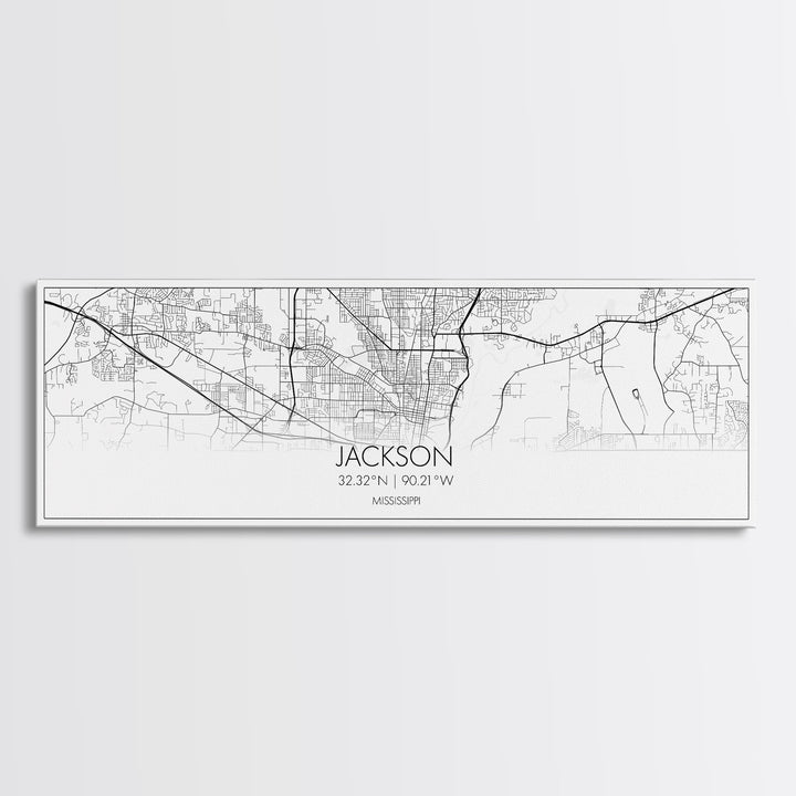 Panoramic Jackson City Map, Mississippi Art, Map Print, Minimalist Wall Art, Canvas Art, Housewarming Gift, Street Map Art, Closing Gift