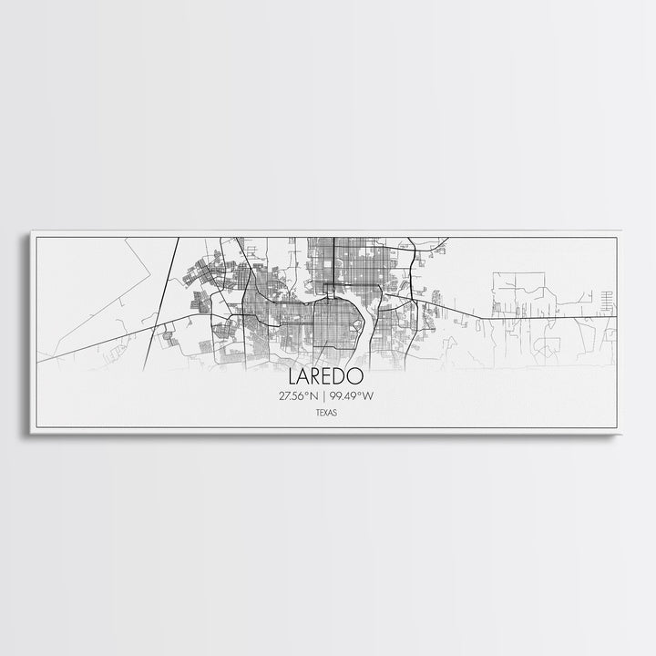 Panoramic Laredo City Map, Texas Art, Map Print, Minimalist Wall Art, Canvas Art, Housewarming Gift, Street Map Art, Closing Gift