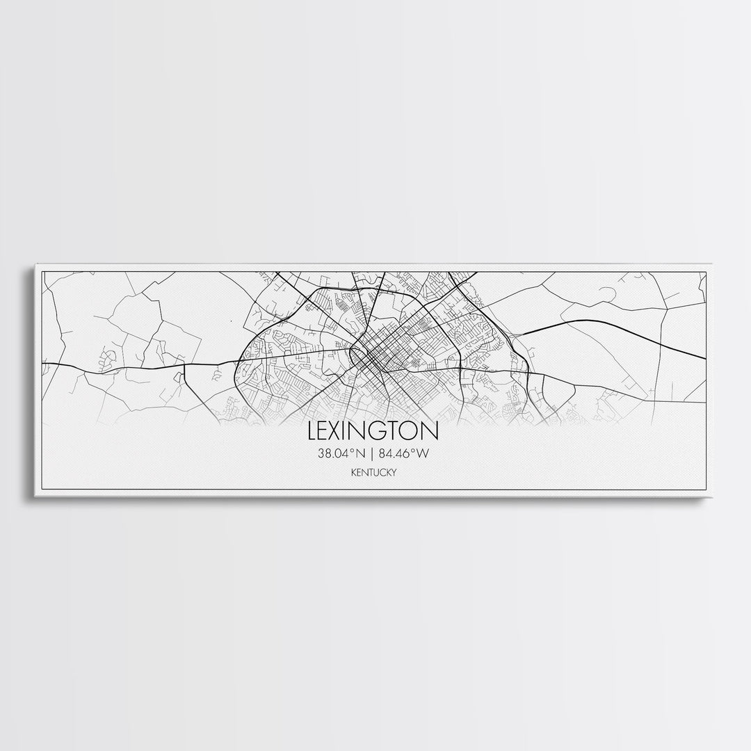 Panoramic Lexington City Map, Kentucky Art, Map Print, Minimalist Wall Art, Canvas Art, Housewarming Gift, Street Map Art, Closing Gift