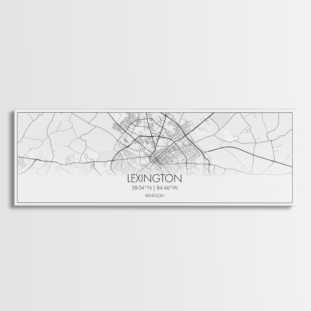 Panoramic Lexington City Map, Kentucky Art, Map Print, Minimalist Wall Art, Canvas Art, Housewarming Gift, Street Map Art, Closing Gift