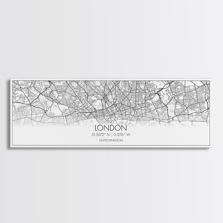 Panoramic London City Map, United Kingdom Art, Map Print, Minimalist Wall Art, Canvas Art, Housewarming Gift, Street Map Art, Closing Gift