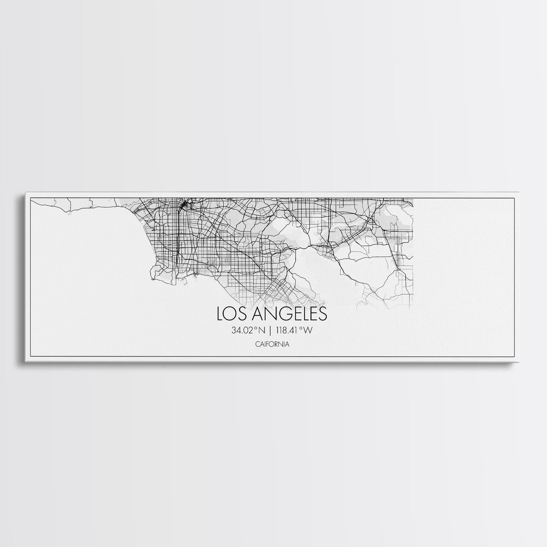 Panoramic Los Angeles City Map, California Art, Map Print, Minimalist Wall Art, Canvas Art, Housewarming Gift, Street Map Art, Closing Gift