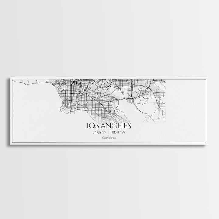 Panoramic Los Angeles City Map, California Art, Map Print, Minimalist Wall Art, Canvas Art, Housewarming Gift, Street Map Art, Closing Gift