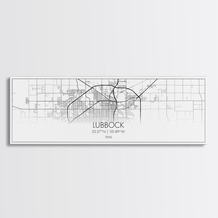 Panoramic Lubbock City Map, Texas Art, Map Print, Minimalist Wall Art, Canvas Art, Housewarming Gift, Street Map Art, Closing Gift