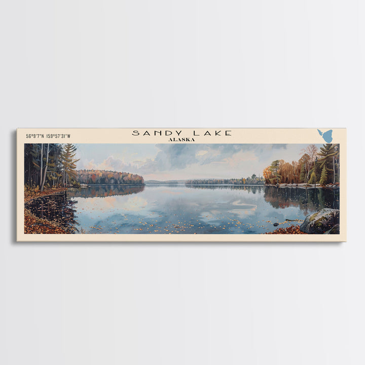 Silver Lake Delaware Panoramic Framed Canvas Print, Lake House Decor, Wall Art, Travel Poster, Serene Lake Painting, Modern Art