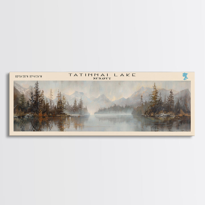 Tatinnai Lake Panoramic Wall Art, Framed Canvas Print, Lake House Decor, Travel Poster, Beautiful Lake Scene, Living Room Decor, Home Decoration