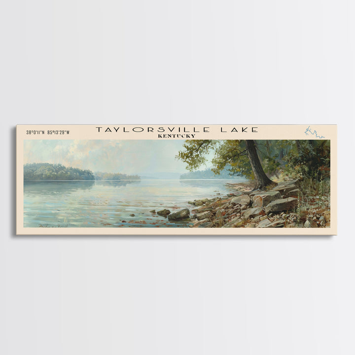 Taylorsville Lake Kentucky Panoramic Wall Art, Framed Canvas Print, Lake House Decor, Travel Poster, Scenic Lake Scene, Bedroom Decor, Wall Art