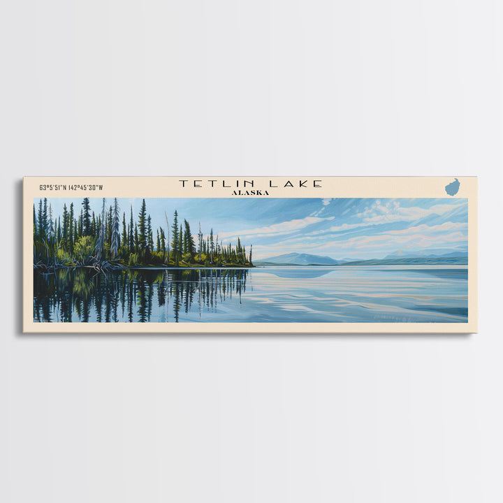 Tetlin Lake Alaska Panoramic Wall Art, Framed Canvas Print, Lake House Decor, Travel Poster, Serene Landscape, Living Room Decor, Nature Art