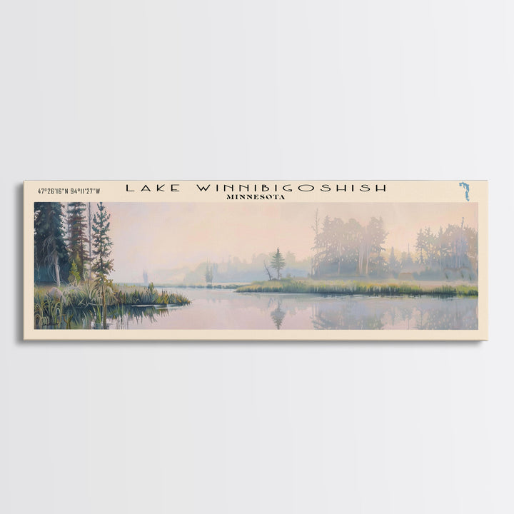 Winnipegosis Panoramic Wall Art, Framed Canvas Print, Lake House Decor, Travel Poster, Serene Landscape, Home Decor