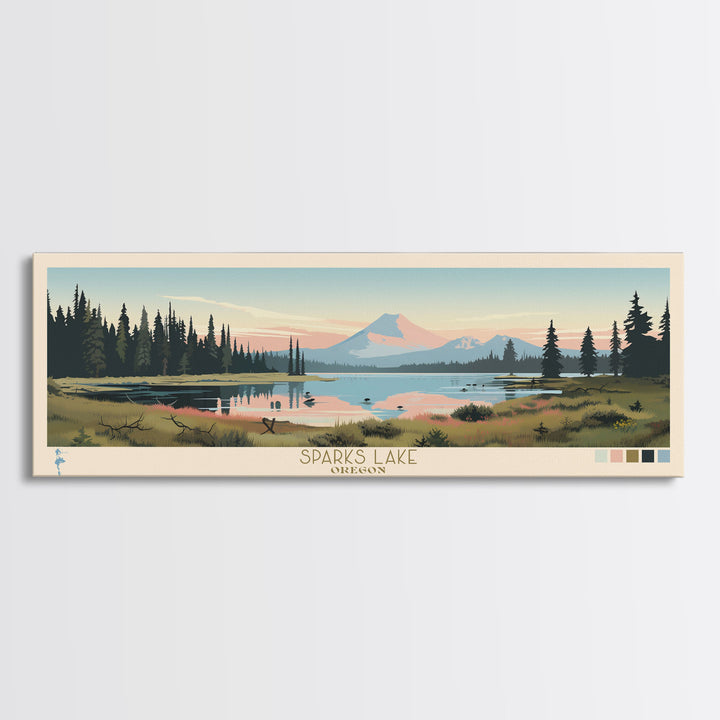 Sparks Lake, Oregon Framed Canvas Print, Lake House Decor, Midcentury Modern Art, Pop Art, Travel Poster, Bedroom Wall Art