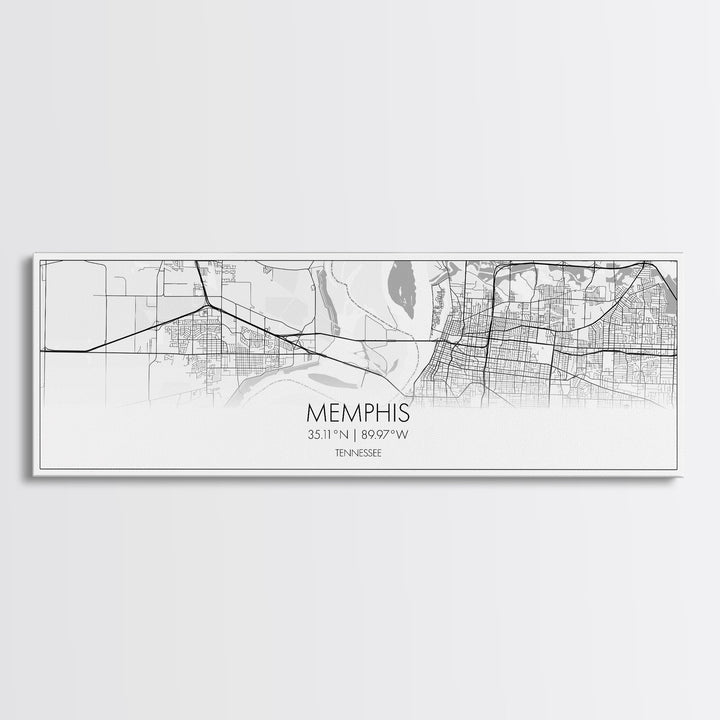 Panoramic Memphis City Map, Tennessee Art, Map Print, Minimalist Wall Art, Canvas Art, Housewarming Gift, Street Map Art, Closing Gift