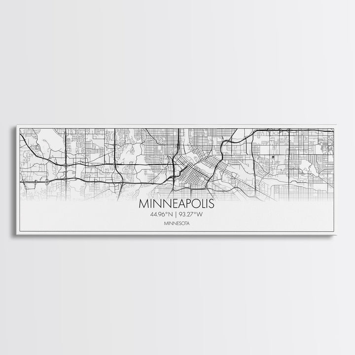 Panoramic Minneapolis City Map, Minnesota Art, Map Print, Minimalist Wall Art, Canvas Art, Housewarming Gift, Street Map Art, Closing Gift