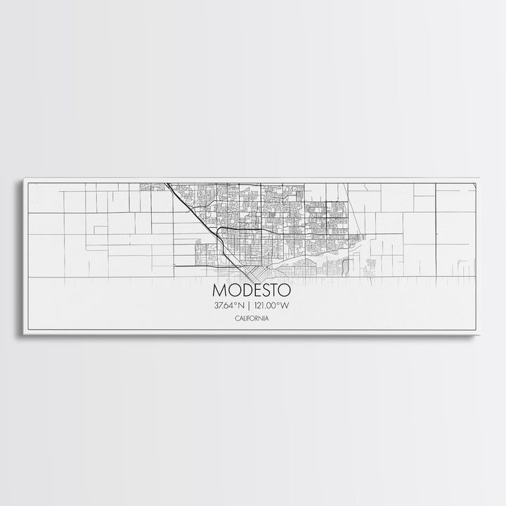 Panoramic Modesto City Map, California Art, Map Print, Minimalist Wall Art, Canvas Art, Housewarming Gift, Street Map Art, Closing Gift